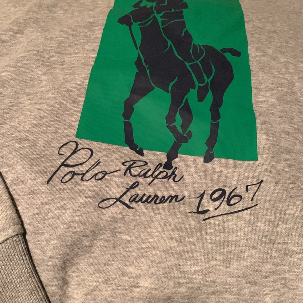 POLO RALPH LAUREN BIG PONY HOODIE PULLOVER 1967 CURSIVE GREY COLOR - Picture 5 of 8